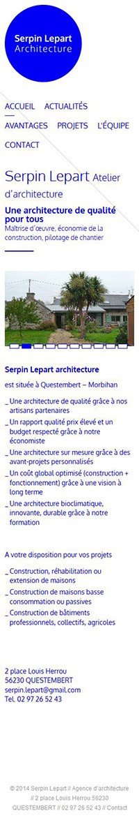Catpure d'écran mobile du site Serpin Lepart